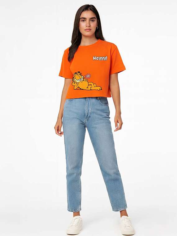women printed short sleeve crop t-shirt - 22409119 -  Standard Image - 2