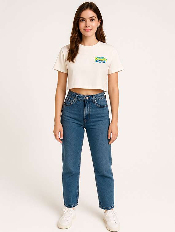 women printed short sleeve crop t-shirt - 22409121 -  Standard Image - 2