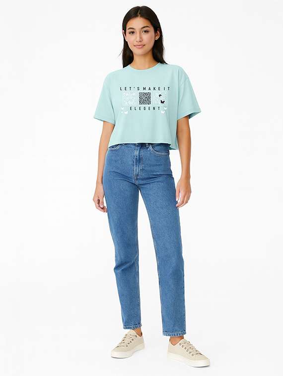 women printed short sleeve crop t-shirt - 22409137 -  Standard Image - 2