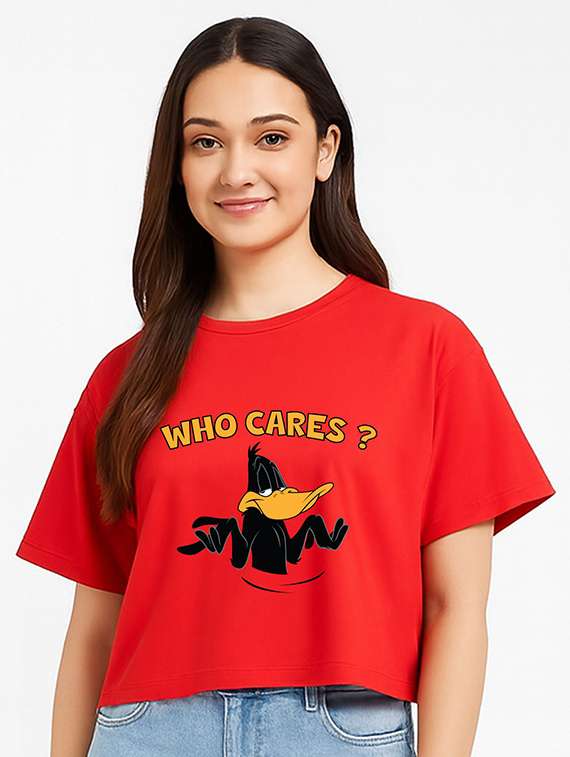 women printed short sleeve crop t-shirt