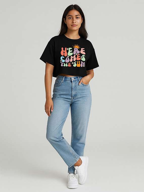 women printed short sleeve crop t-shirt - 22409148 -  Standard Image - 2