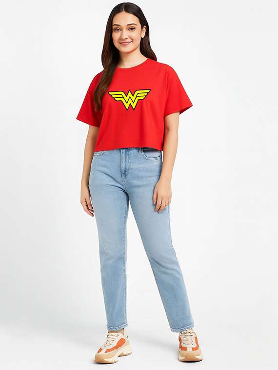 women printed short sleeve crop t-shirt - 22409170 -  Standard Image - 2