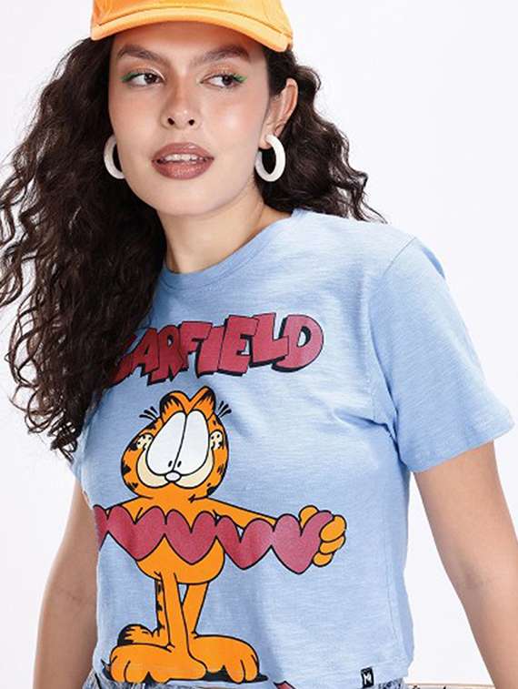 women printed short sleeve crop t-shirt