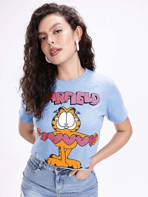 women printed short sleeve crop t-shirt - 22409172 -  Standard Image - 2
