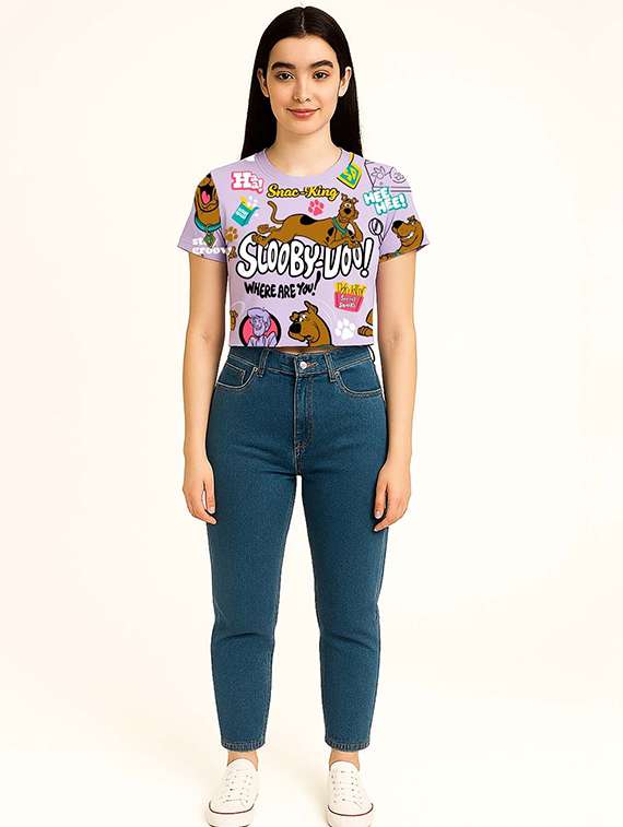 Women Printed Short Sleeve Crop T-shirt - 22409175 -  Standard Image - 2