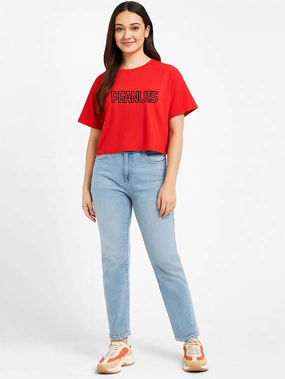 Women Printed Short Sleeve Crop T-shirt - 22409179 -  Standard Image - 2