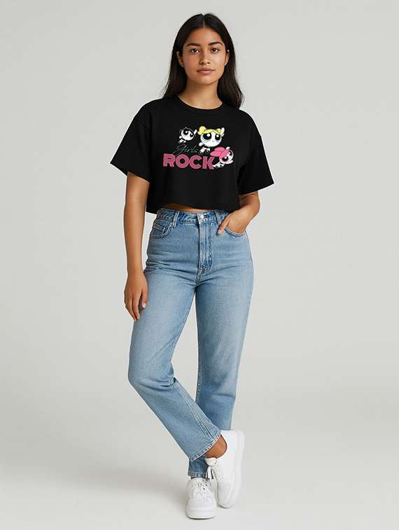 women printed short sleeve crop t-shirt - 22409184 -  Standard Image - 2