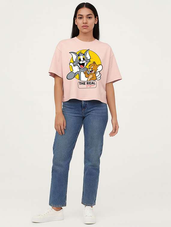 women printed short sleeve crop t-shirt - 22409185 -  Standard Image - 2