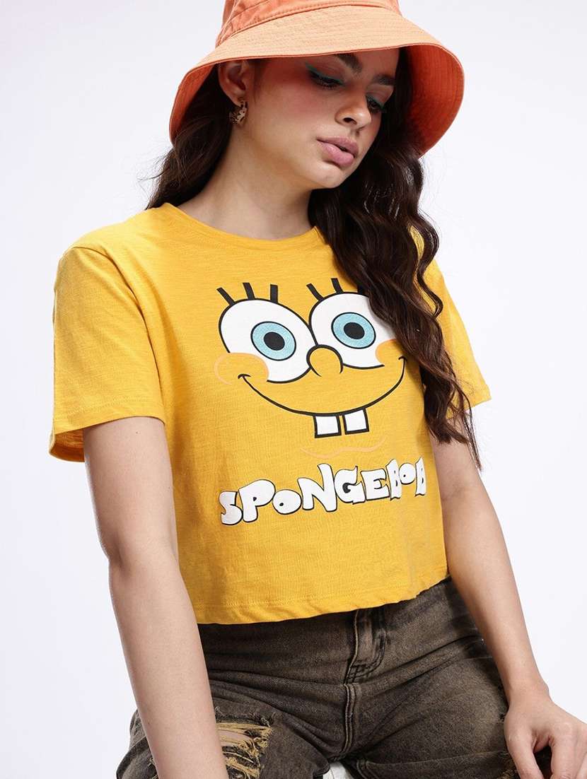 women printed short sleeve crop t-shirt