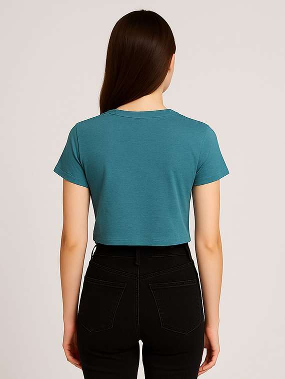 women printed short sleeve crop t-shirt - 22409204 -  Standard Image - 2