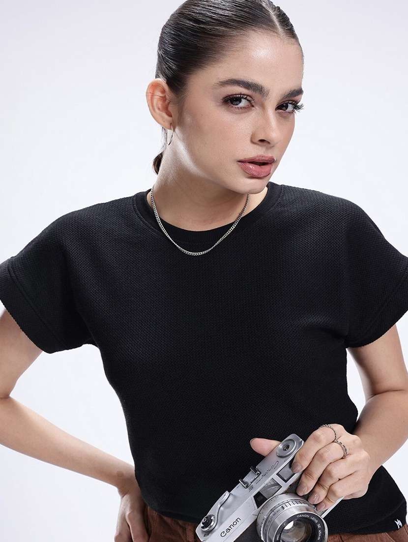 women solid short sleeve straight top