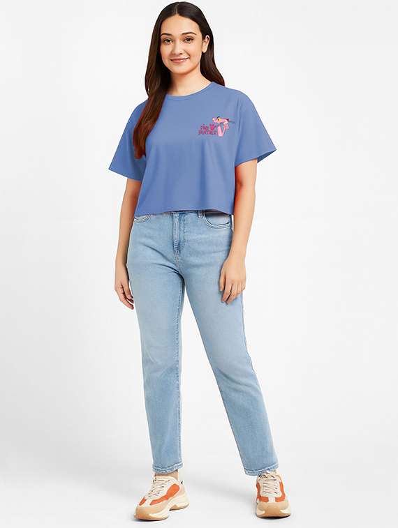 women printed short sleeve crop t-shirt - 22409215 -  Standard Image - 2