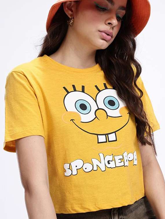 women printed short sleeve crop t-shirt