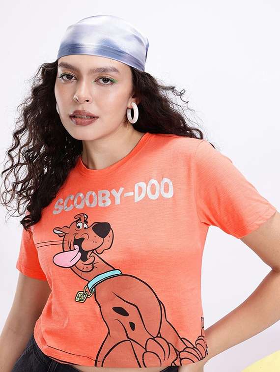 women printed short sleeve crop t-shirt