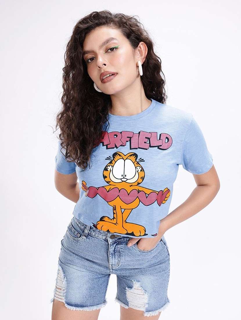 women printed short sleeve crop t-shirt - 22409242 -  Standard Image - 2