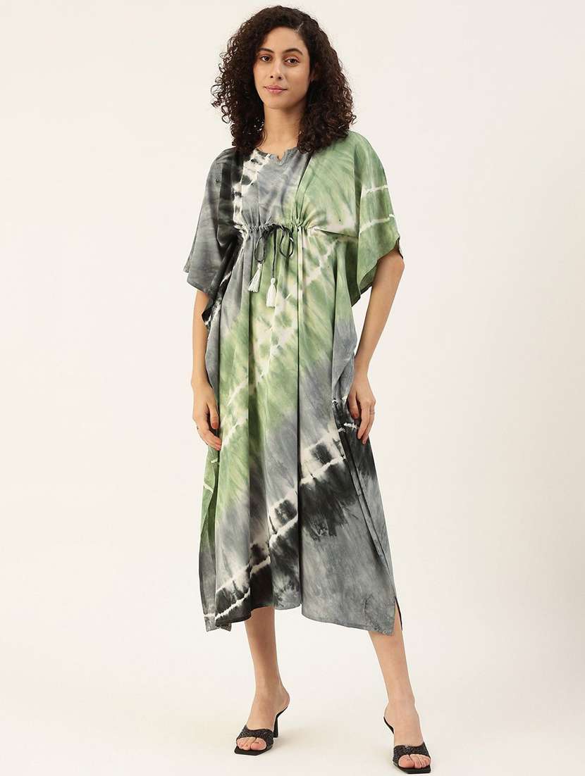 women round neck viscose tie-up dress - 22409349 -  Standard Image - 2