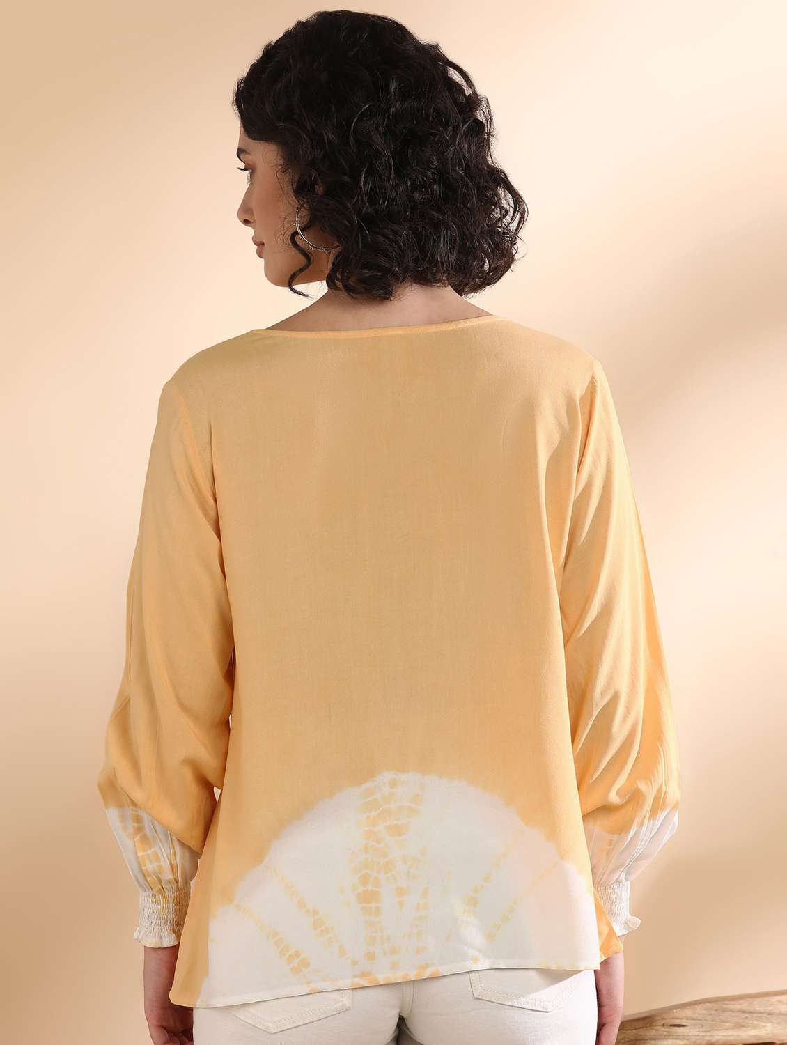 women solid yellow viscose regular top - 22409362 -  Standard Image - 2