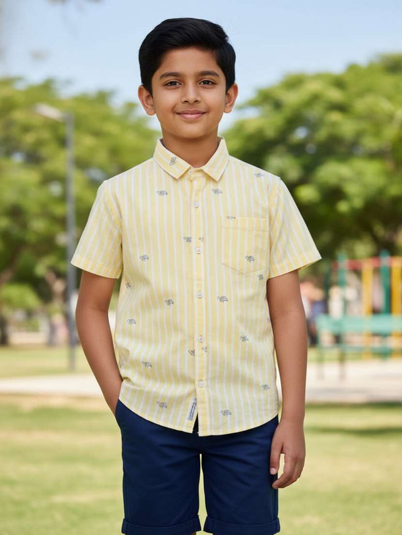 boys printed short sleeves collared shirt