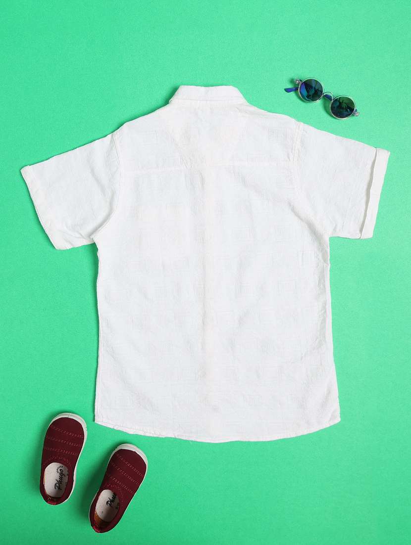 boys self deisgn collared regular shirt - 22410666 -  Standard Image - 2