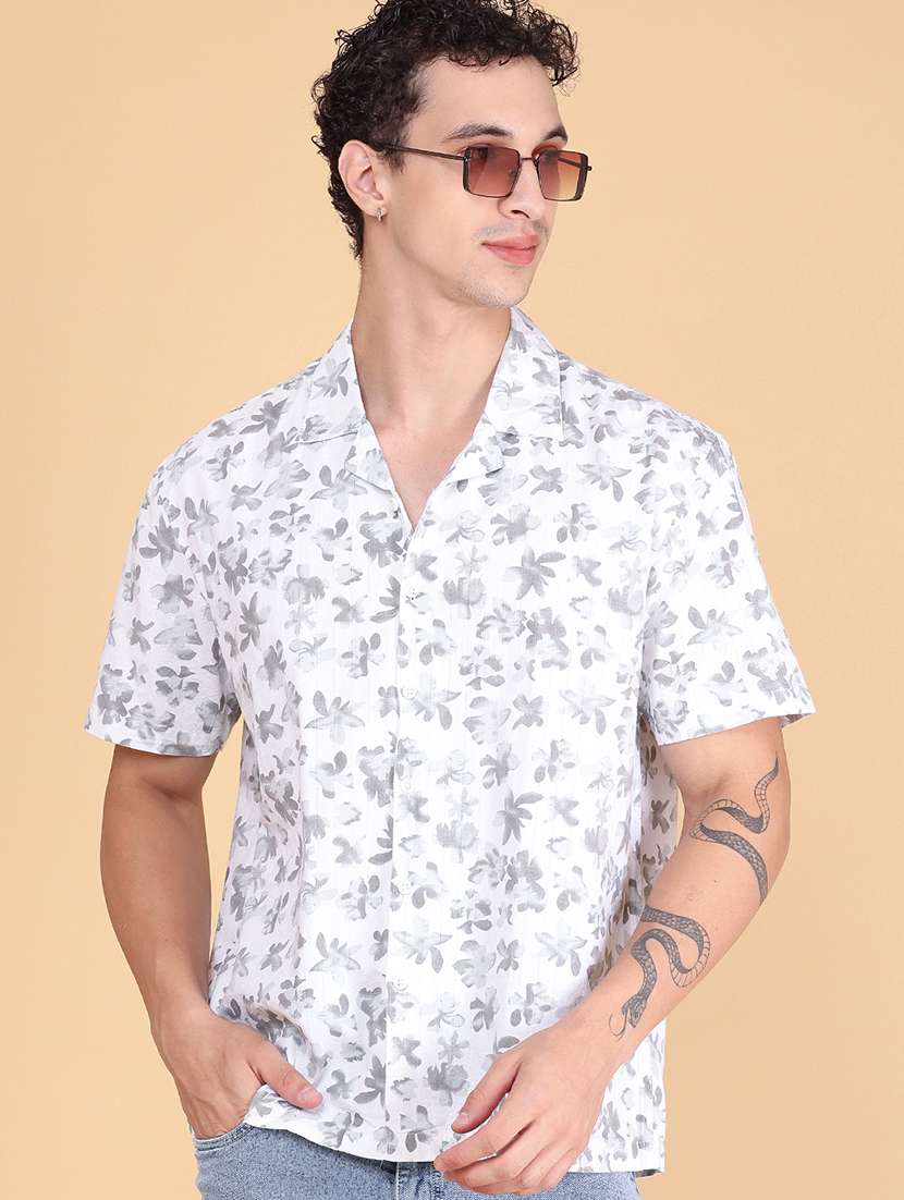 men printed short sleeves regular fit shirt