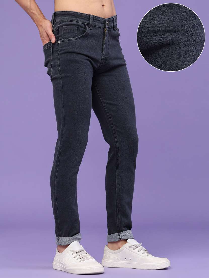 Men Solid Mid Rise Slim Fit Jeans - 22410685 -  Standard Image - 2