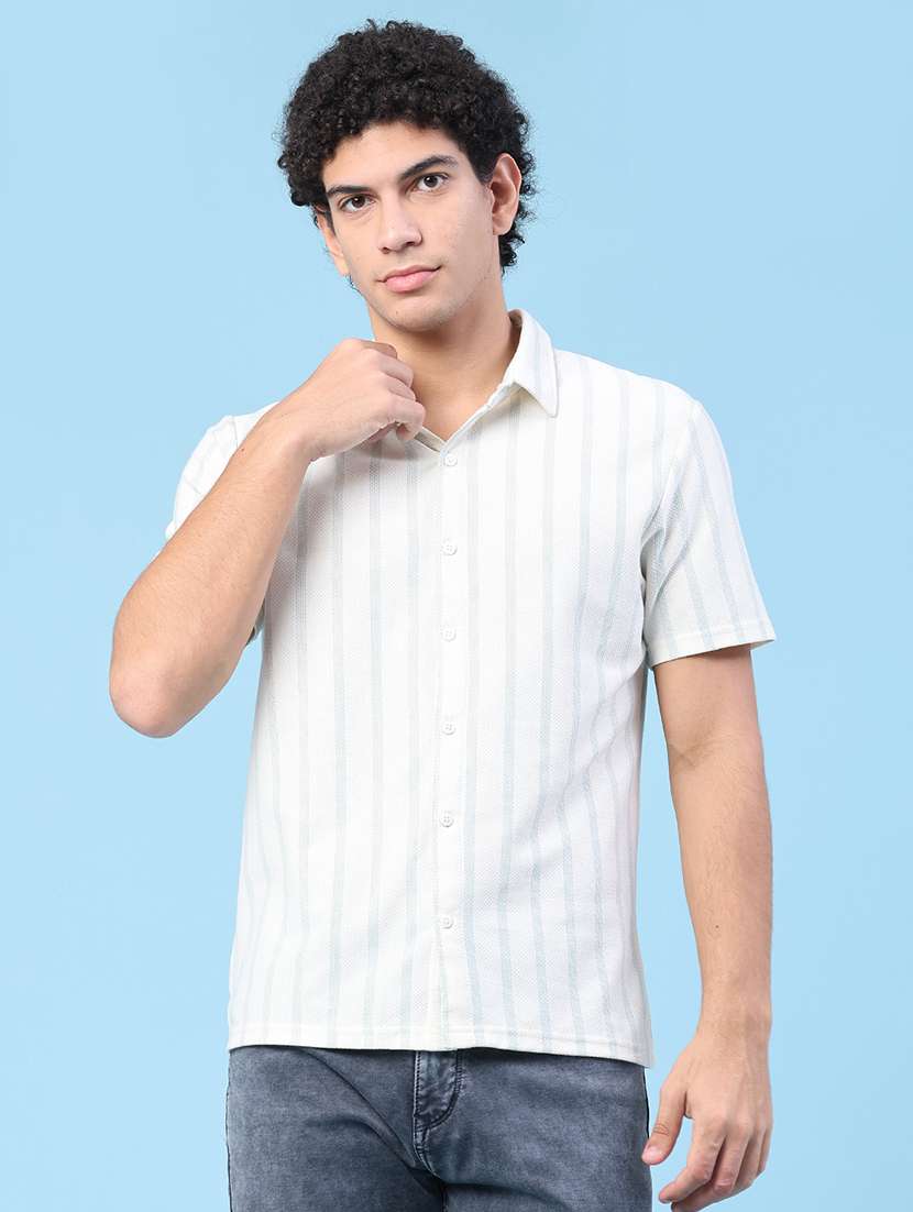 men striped short sleeve regular fit casual shirt - 22410689 -  Standard Image - 2