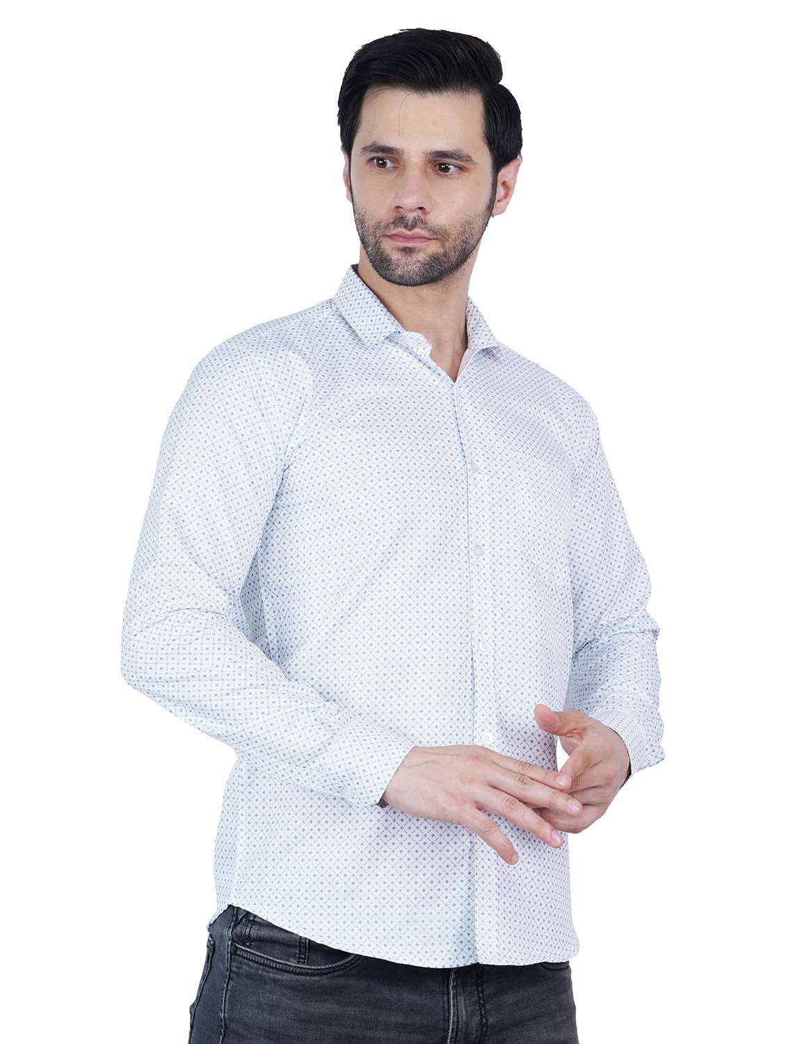 men printed collared long sleeve casual shirt - 22410811 -  Standard Image - 2