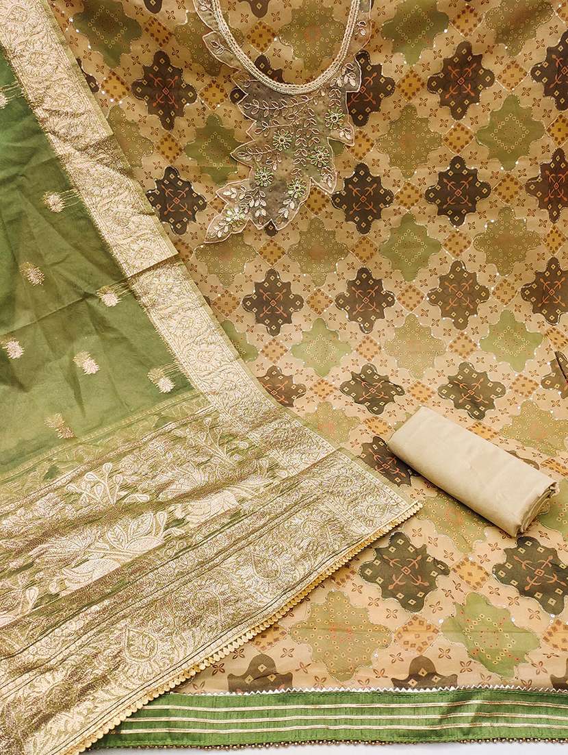 women printed embroidered unstitched suit set - 22413249 -  Standard Image - 2