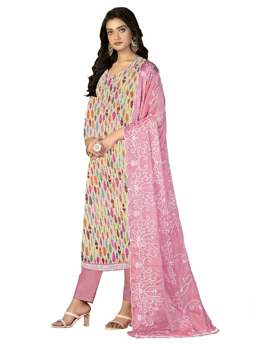 women printed embroidered unstitched suit set - 22413297 -  Standard Image - 2