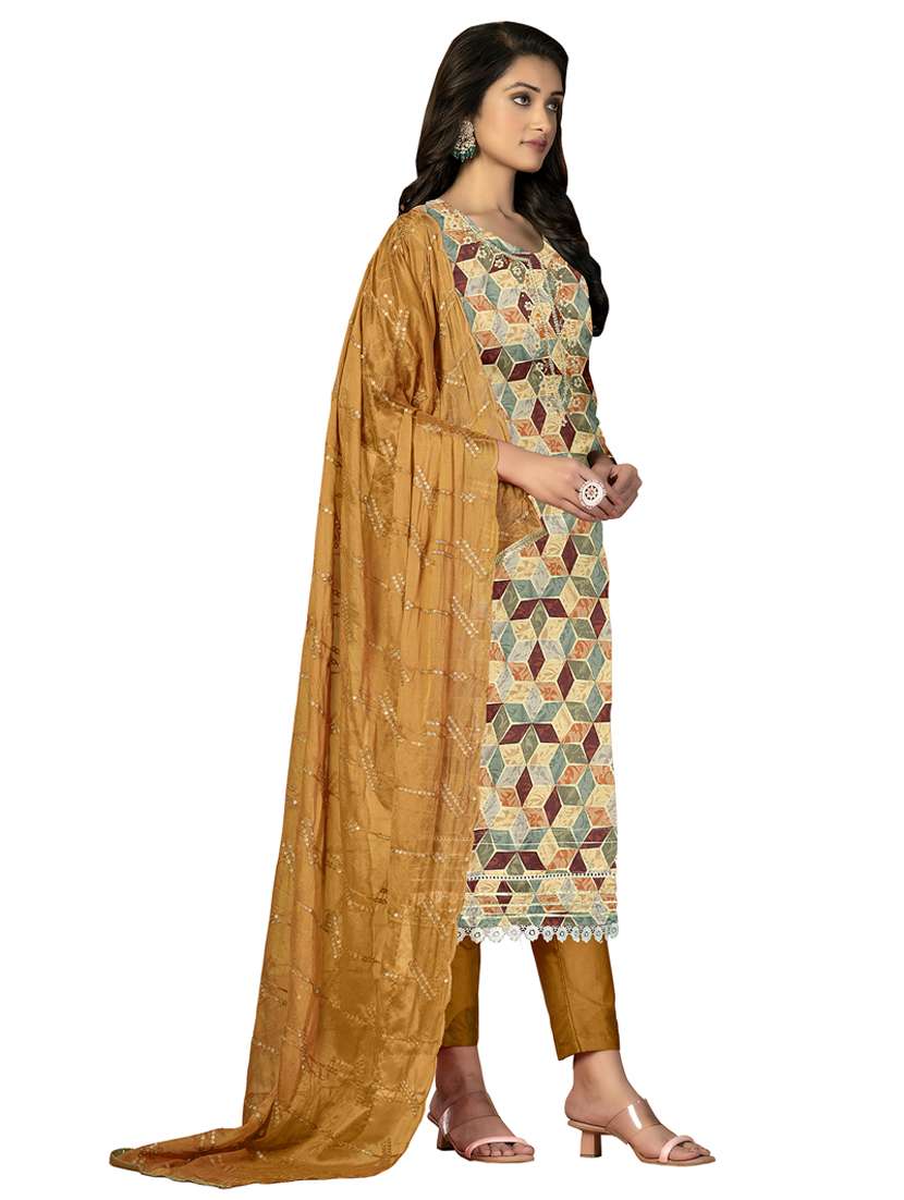 women printed embroidered unstitched suit set - 22413298 -  Standard Image - 2