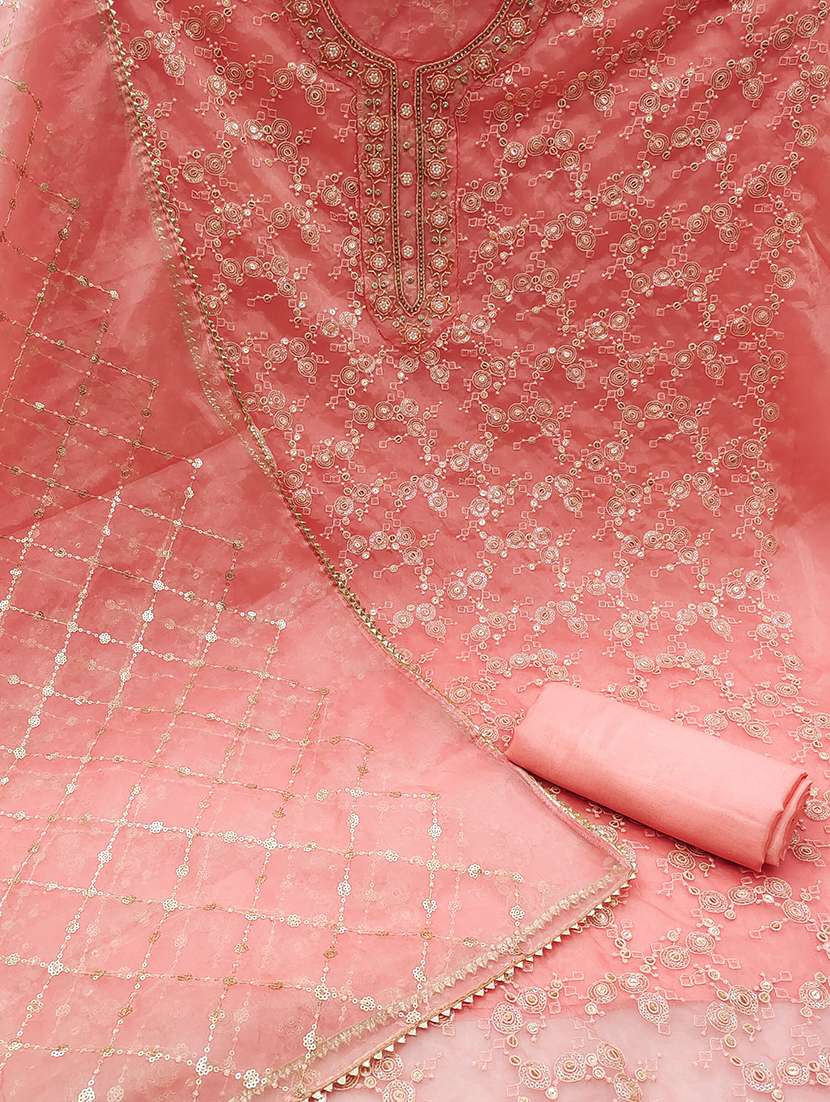 Women Solid With Work Unstitched Suit Set - 22413309 -  Standard Image - 2