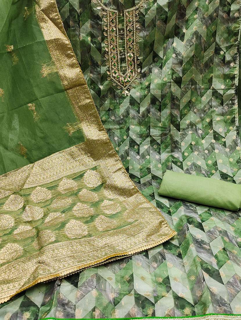 women printed embroidered unstitched suit set - 22413358 -  Standard Image - 2