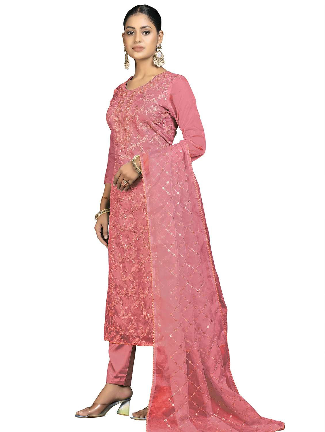 women solid with work unstitched suit set - 22413610 -  Standard Image - 2