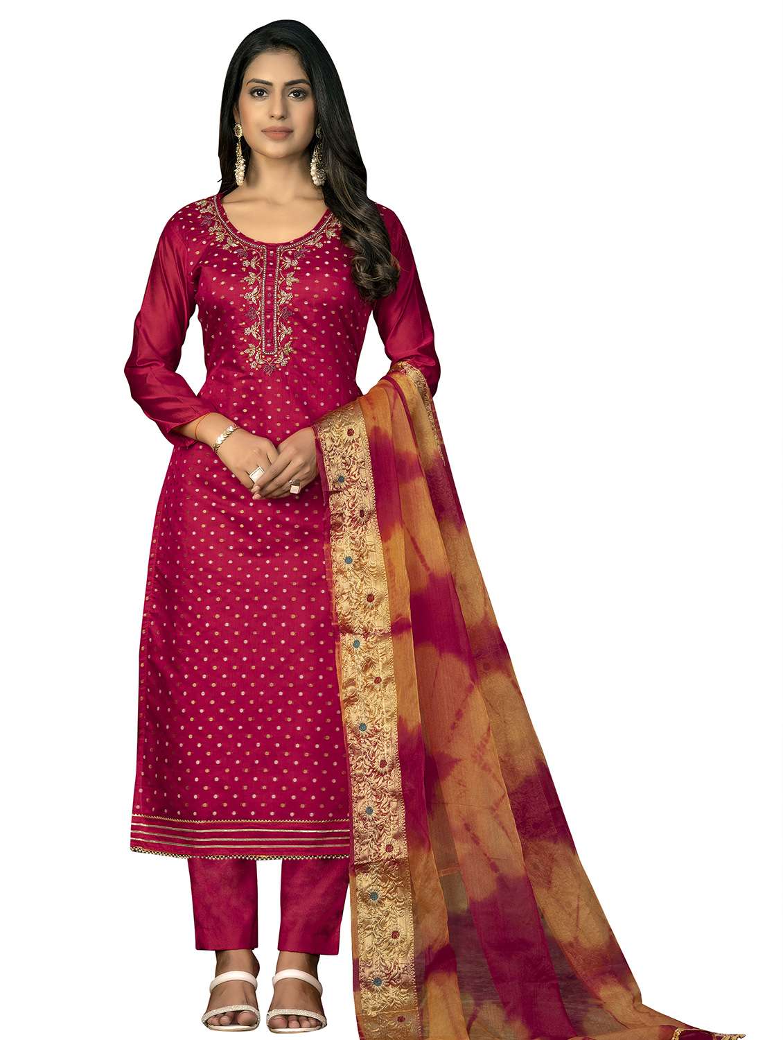 women self design unstitched suit set