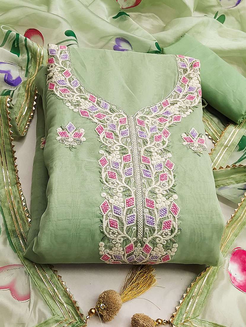 women solid with work unstitched suit set - 22413745 -  Standard Image - 2