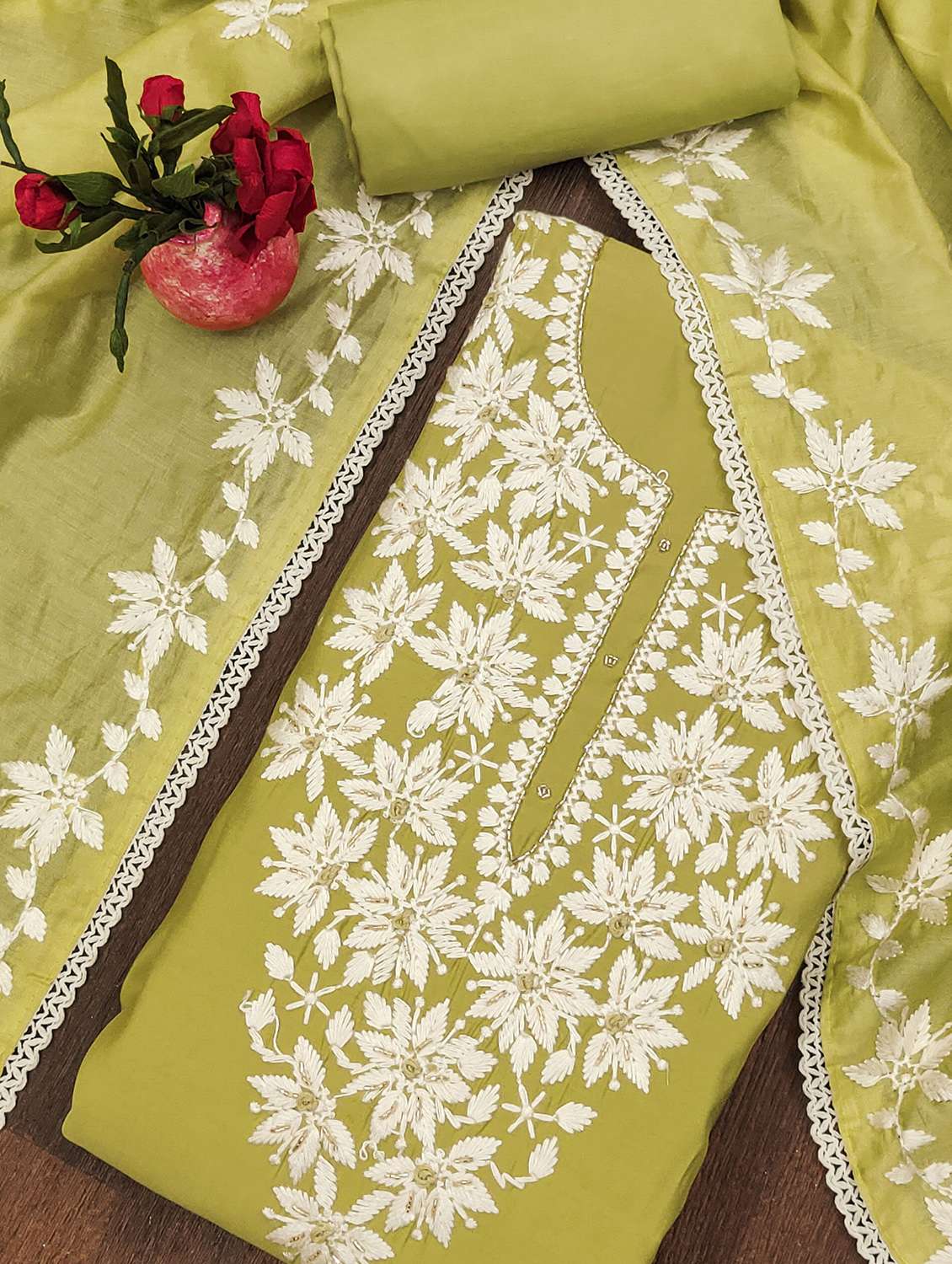 women solid with work unstitched suit set - 22413767 -  Standard Image - 2