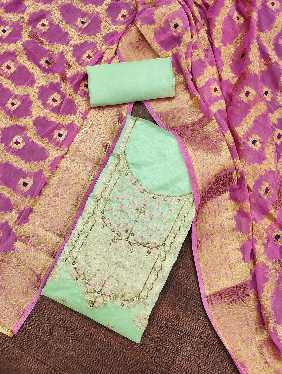 women self design embroidered unstitched suit set - 22413982 -  Standard Image - 2