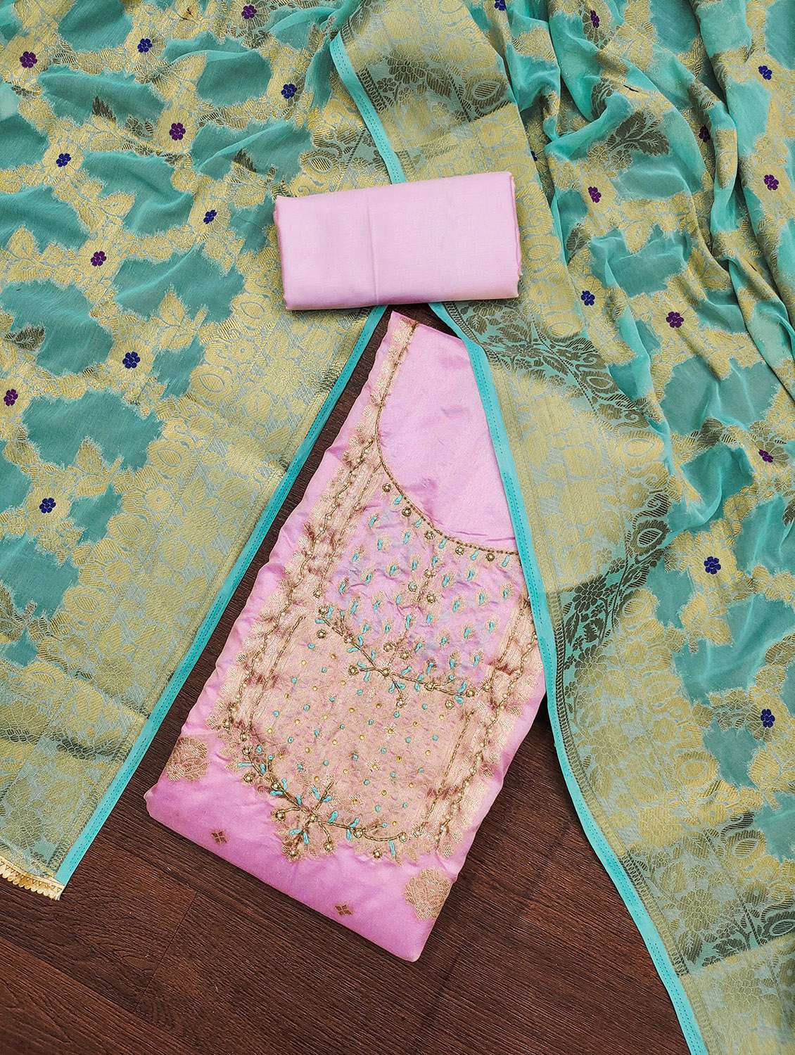 women self design embroidered unstitched suit set - 22413983 -  Standard Image - 2