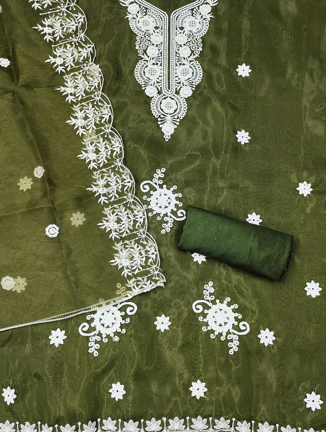 Women Solid With Work Unstitched Suit Set - 22414007 -  Standard Image - 2
