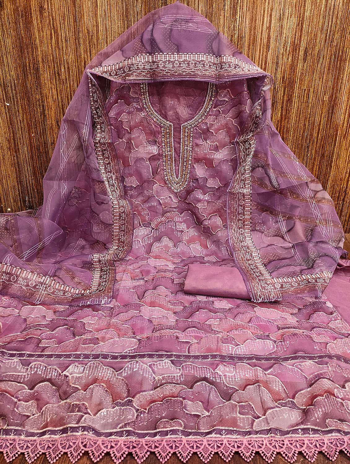 Women Printed Embroidered Unstitched Suit Set - 22414016 -  Standard Image - 2