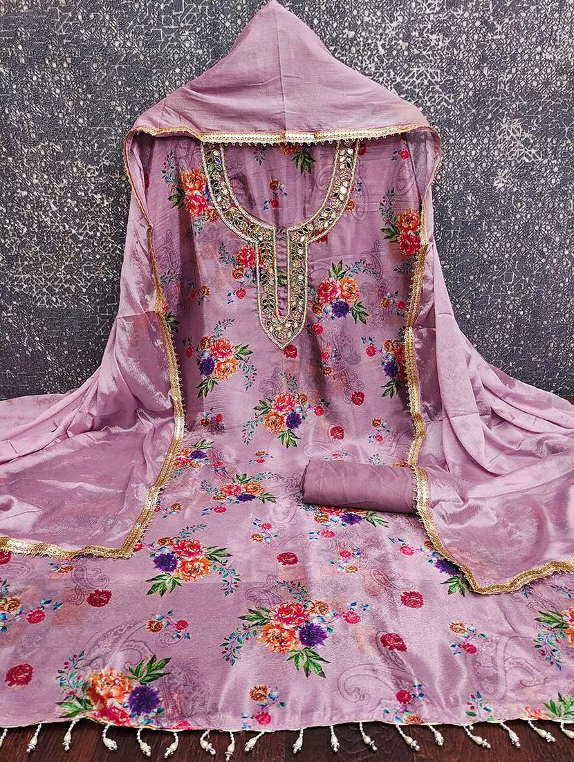 women floral printed embroidered unstitched suit set - 22415849 -  Standard Image - 2