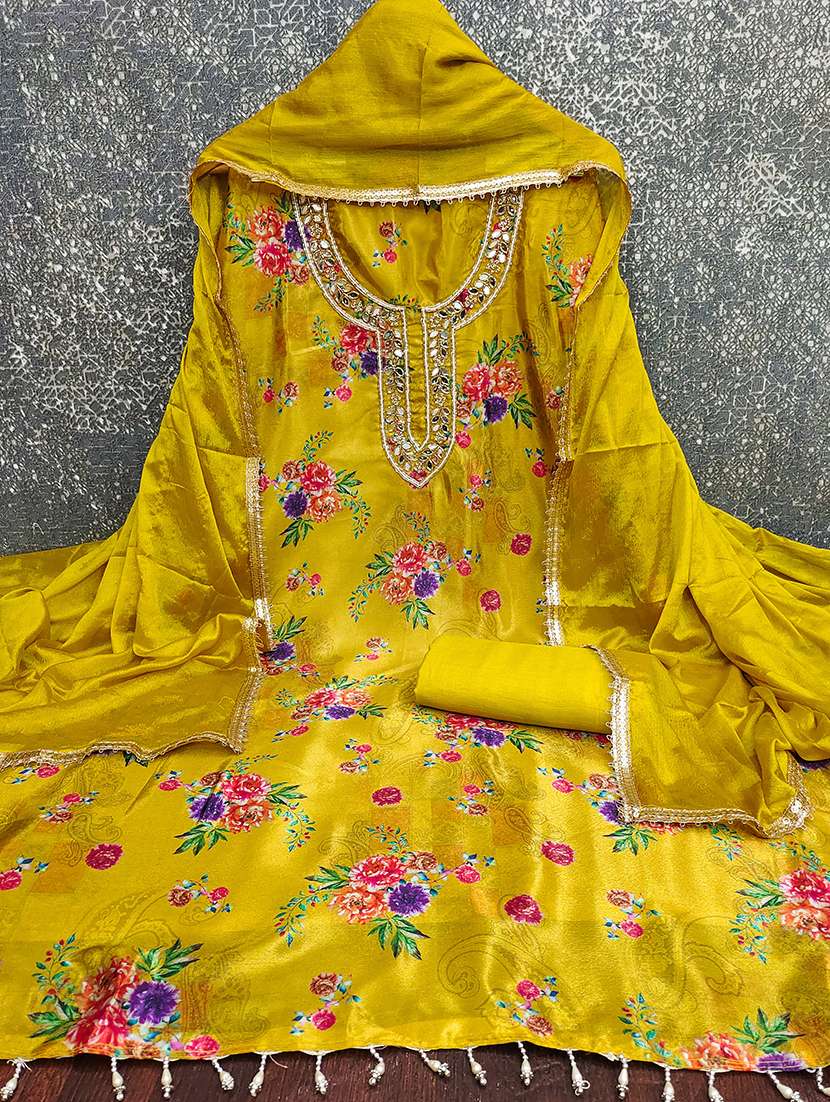 women floral printed embroidered unstitched suit set - 22415850 -  Standard Image - 2