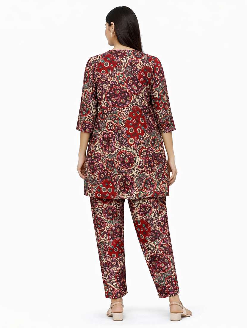 women printed three quarter sleeve ethnic co-ord set - 22416282 -  Standard Image - 2