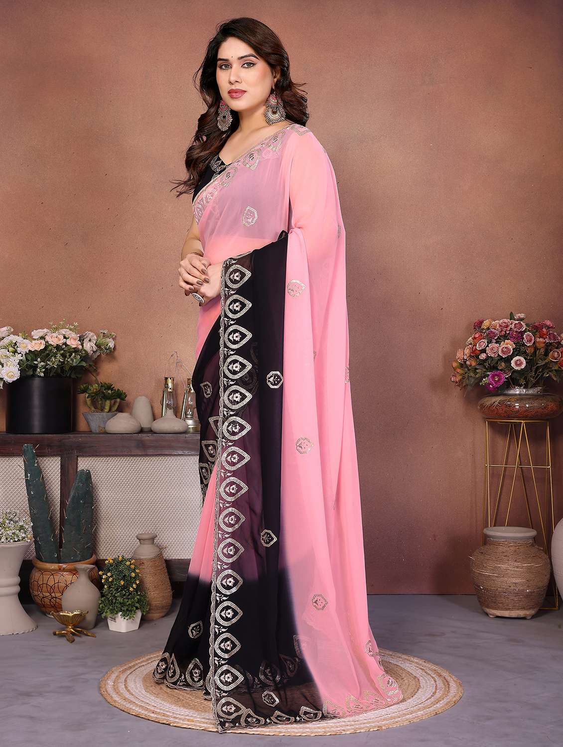 women ombre embroidered saree with blouse - 22416306 -  Standard Image - 2