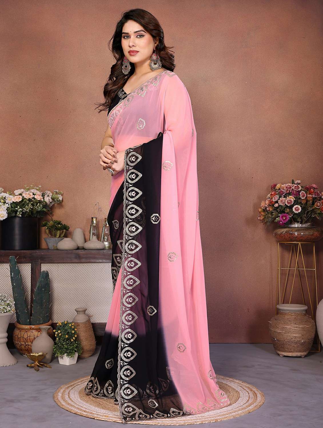 women ombre embroidered saree with blouse - 22416306 -  Standard Image - 2