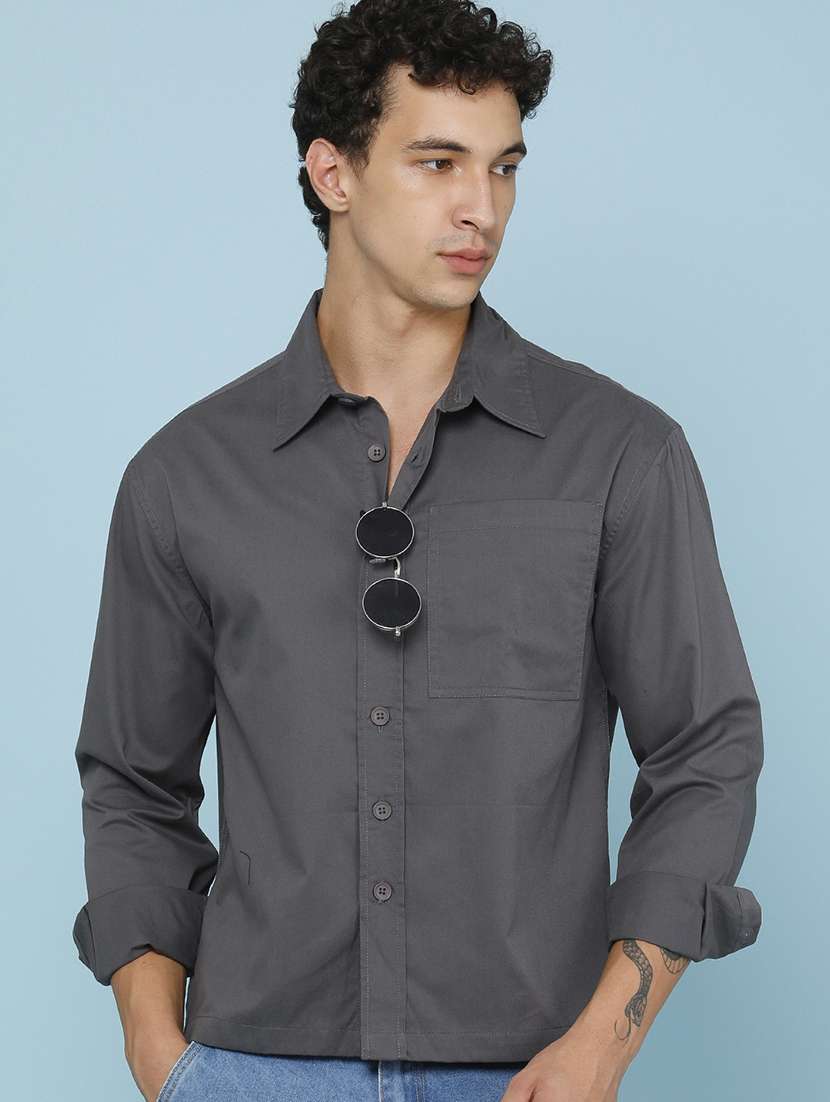 men solid long sleeve regular fit casual shirt