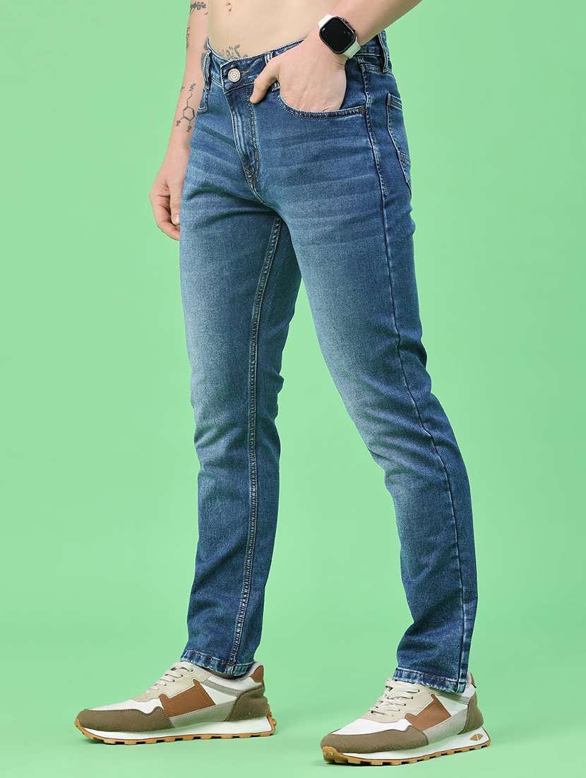 Men Washed Mid Rise Full Length Slim Fit Jeans - 22417446 -  Standard Image - 2