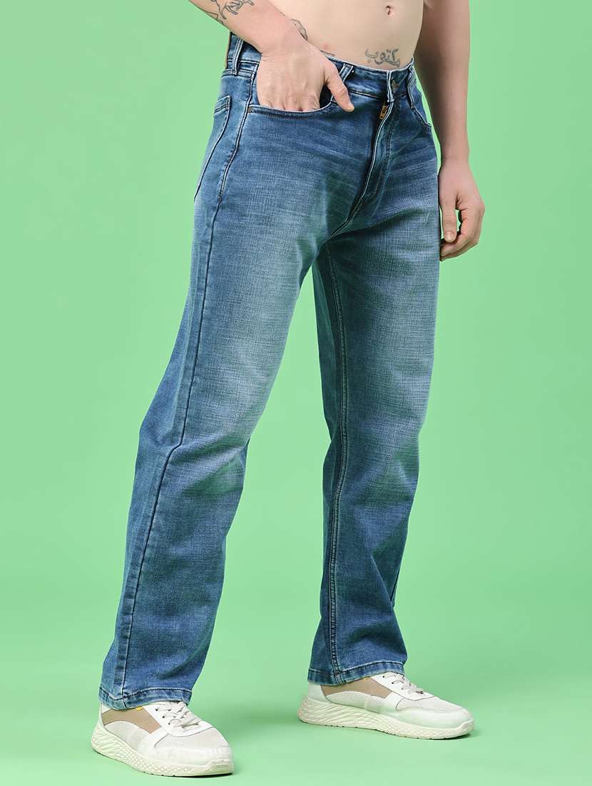 men washed mid rise full length straight jeans - 22417482 -  Standard Image - 2