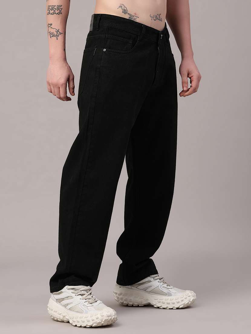 men plain mid rise full length baggy jeans - 22417483 -  Standard Image - 2