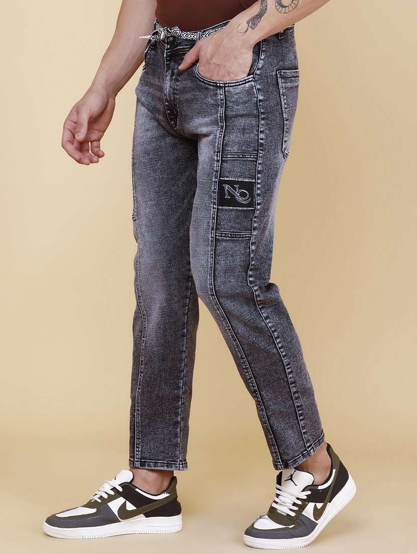 men washed mid rise ankle length slim fit jeans - 22417504 -  Standard Image - 2